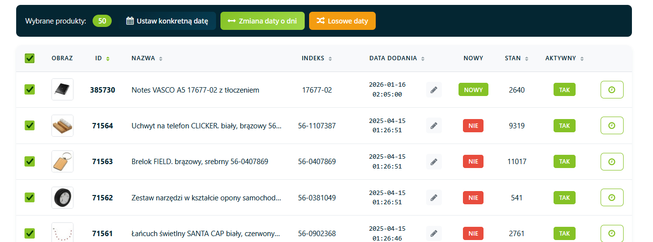 Zmiana edycja daty dodania produktu moduł Prestashop 9, 8, 1.7